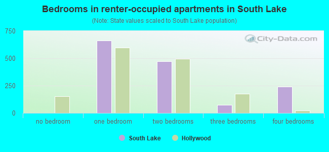 Bedrooms in renter-occupied apartments in South Lake