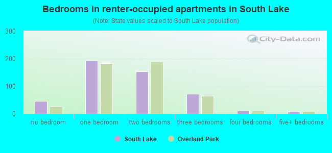 Bedrooms in renter-occupied apartments in South Lake