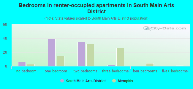 Bedrooms in renter-occupied apartments in South Main Arts District