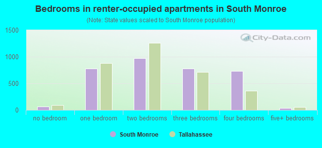 Bedrooms in renter-occupied apartments in South Monroe