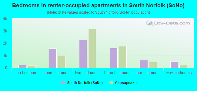 Bedrooms in renter-occupied apartments in South Norfolk (SoNo)