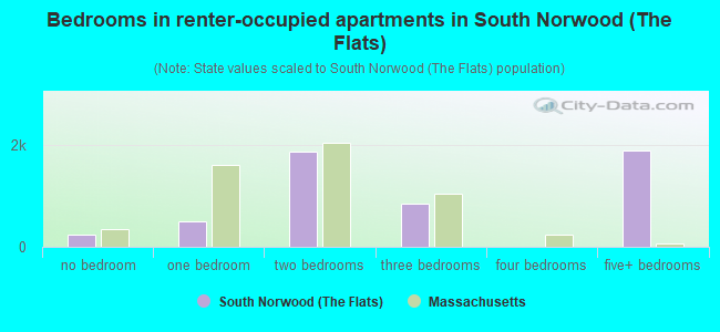 Bedrooms in renter-occupied apartments in South Norwood (The Flats)