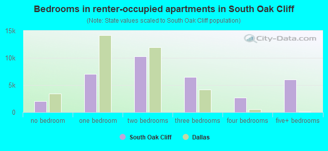 Bedrooms in renter-occupied apartments in South Oak Cliff