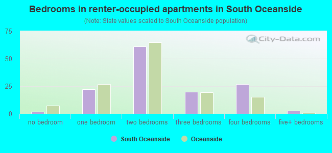 Bedrooms in renter-occupied apartments in South Oceanside
