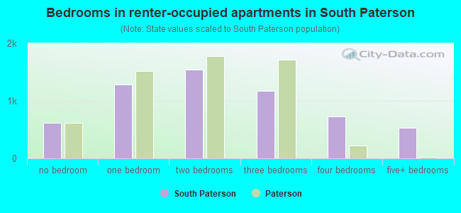 Bedrooms in renter-occupied apartments in South Paterson