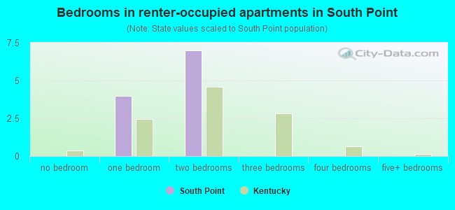 Bedrooms in renter-occupied apartments in South Point