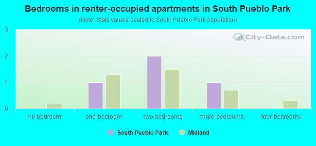 Bedrooms in renter-occupied apartments in South Pueblo Park