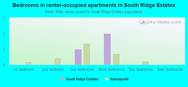Bedrooms in renter-occupied apartments in South Ridge Estates