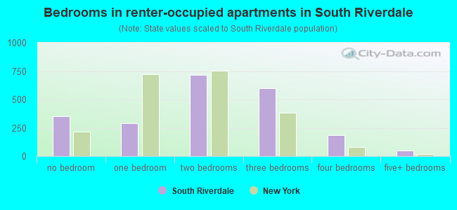 Bedrooms in renter-occupied apartments in South Riverdale