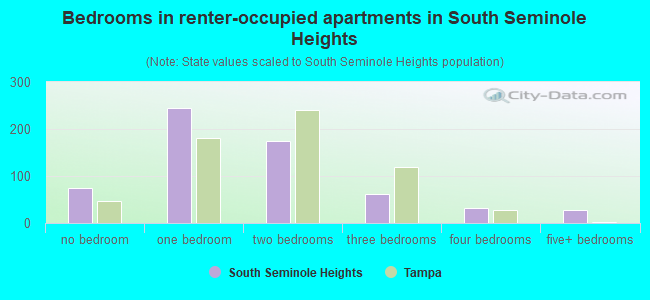 Bedrooms in renter-occupied apartments in South Seminole Heights