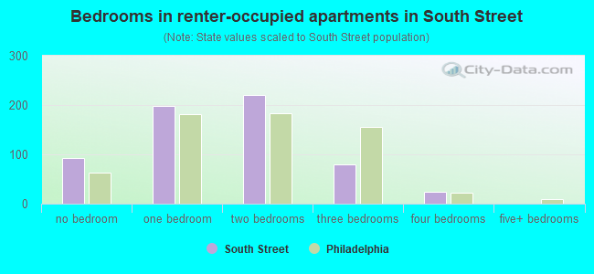 Bedrooms in renter-occupied apartments in South Street