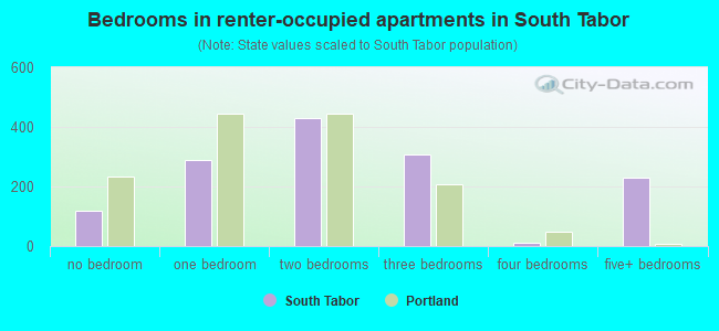 Bedrooms in renter-occupied apartments in South Tabor