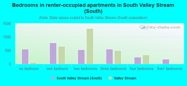Bedrooms in renter-occupied apartments in South Valley Stream (South)