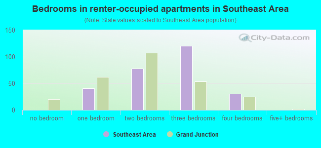 Bedrooms in renter-occupied apartments in Southeast Area