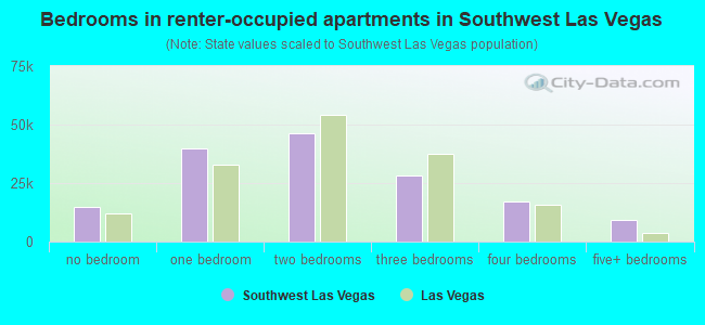 Bedrooms in renter-occupied apartments in Southwest Las Vegas