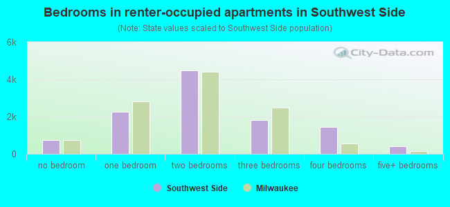 Bedrooms in renter-occupied apartments in Southwest Side