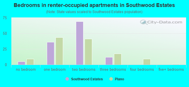 Bedrooms in renter-occupied apartments in Southwood Estates