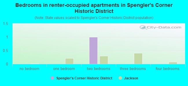 Bedrooms in renter-occupied apartments in Spengler's Corner Historic District