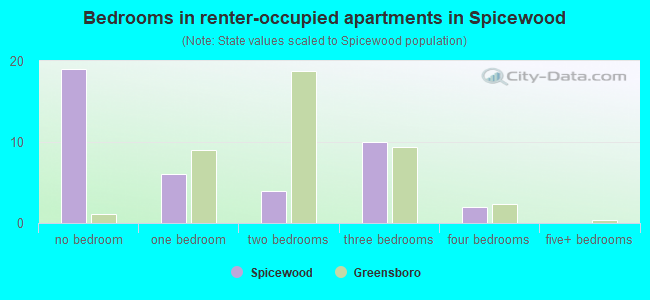 Bedrooms in renter-occupied apartments in Spicewood