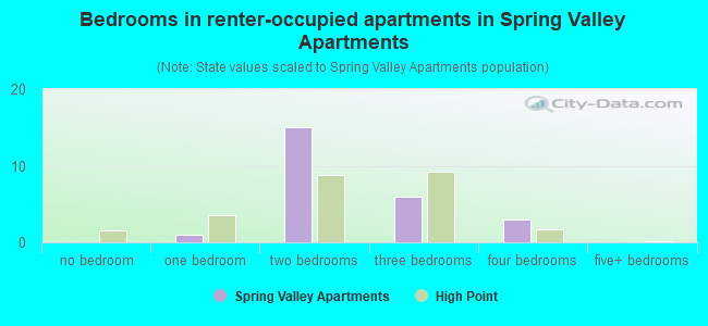 Bedrooms in renter-occupied apartments in Spring Valley Apartments