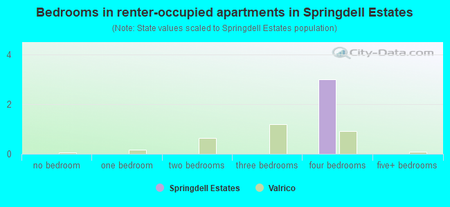 Bedrooms in renter-occupied apartments in Springdell Estates