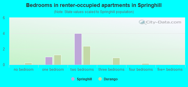Bedrooms in renter-occupied apartments in Springhill