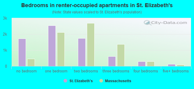 Bedrooms in renter-occupied apartments in St. Elizabeth's