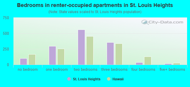 Bedrooms in renter-occupied apartments in St. Louis Heights