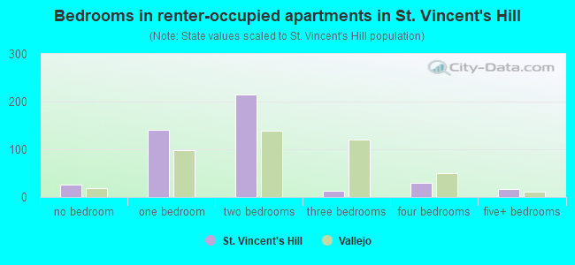 Bedrooms in renter-occupied apartments in St. Vincent's Hill