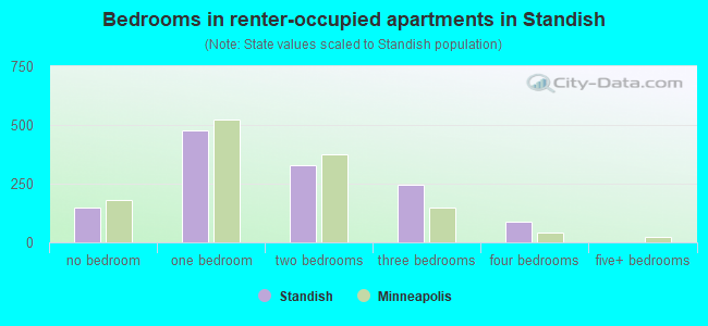 Bedrooms in renter-occupied apartments in Standish