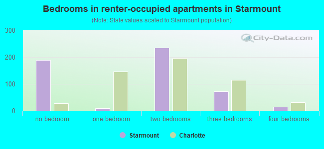 Bedrooms in renter-occupied apartments in Starmount