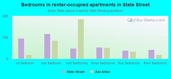 Bedrooms in renter-occupied apartments in State Street