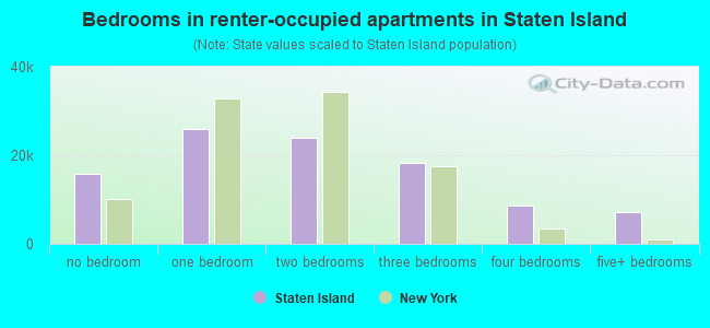 Bedrooms in renter-occupied apartments in Staten Island