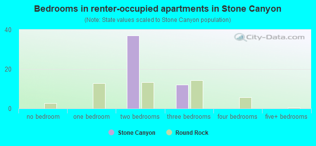Bedrooms in renter-occupied apartments in Stone Canyon