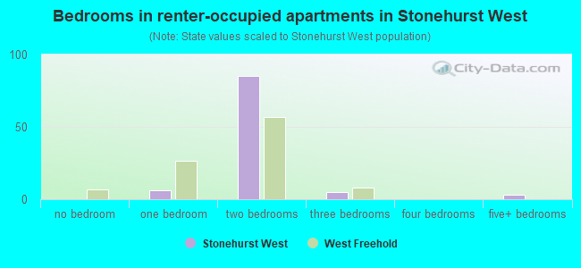 Bedrooms in renter-occupied apartments in Stonehurst West
