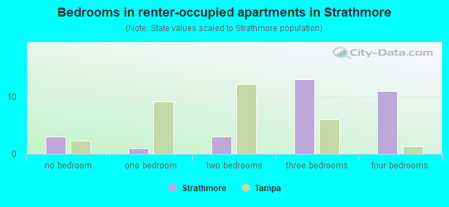 Bedrooms in renter-occupied apartments in Strathmore
