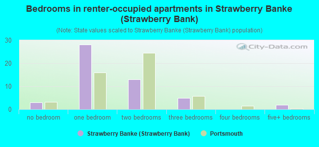 Bedrooms in renter-occupied apartments in Strawberry Banke (Strawberry Bank)
