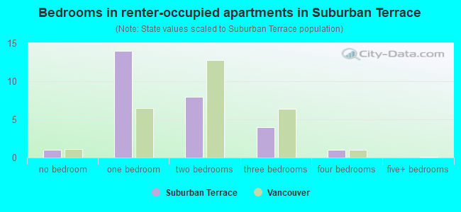 Bedrooms in renter-occupied apartments in Suburban Terrace