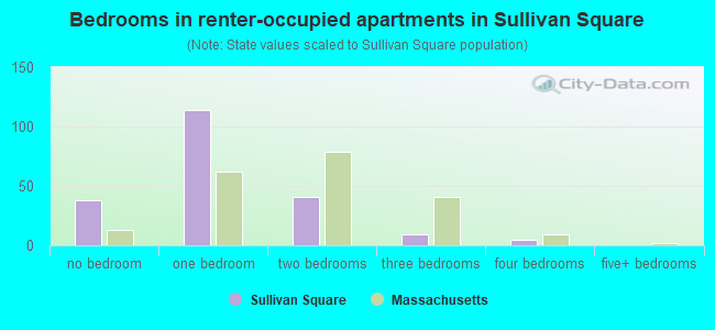 Bedrooms in renter-occupied apartments in Sullivan Square