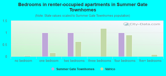 Bedrooms in renter-occupied apartments in Summer Gate Townhomes