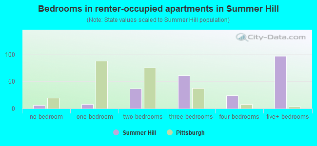 Bedrooms in renter-occupied apartments in Summer Hill