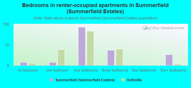 Bedrooms in renter-occupied apartments in Summerfield (Summerfield Estates)