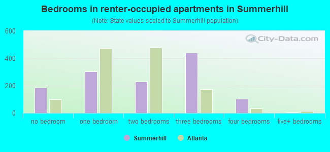 Bedrooms in renter-occupied apartments in Summerhill