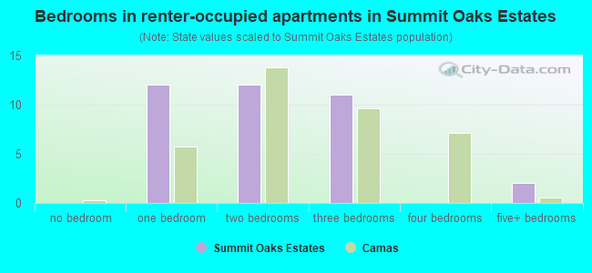 Bedrooms in renter-occupied apartments in Summit Oaks Estates