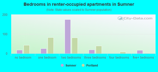 Bedrooms in renter-occupied apartments in Sumner