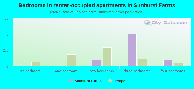 Bedrooms in renter-occupied apartments in Sunburst Farms