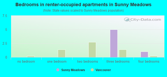 Bedrooms in renter-occupied apartments in Sunny Meadows
