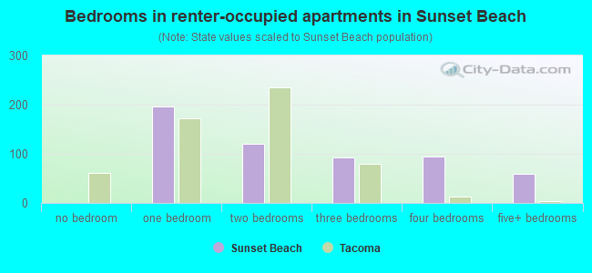 Bedrooms in renter-occupied apartments in Sunset Beach