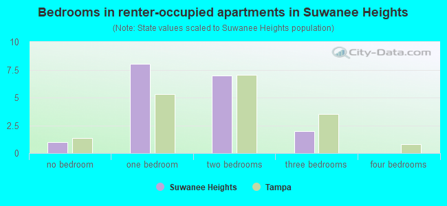 Bedrooms in renter-occupied apartments in Suwanee Heights