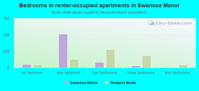 Bedrooms in renter-occupied apartments in Swansea Manor